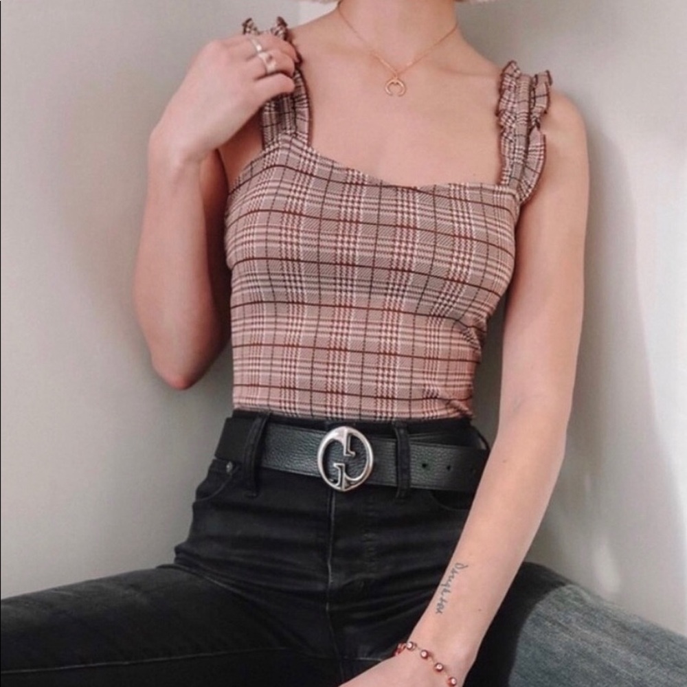 NWOT Plaid Ruffle Bodysuit
